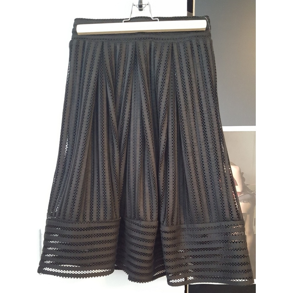 Black Layered Eyelet A Line Skirt